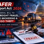 SAFER Transport Act 2026 featured image showing freight truck, cargo containers, and legal symbols for stopping freight fraud and cargo theft in the United States.
